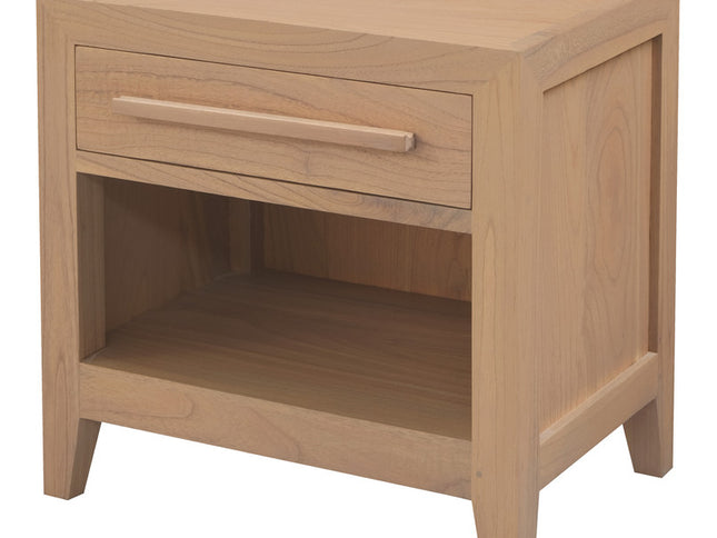 Dion 1-Drawer Solid Mindi Bedside Table (Natural)