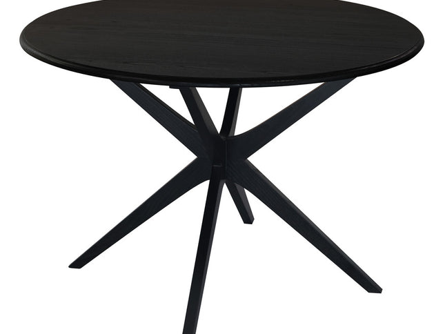 Dion Solid Oak Round Dining Table (Black)