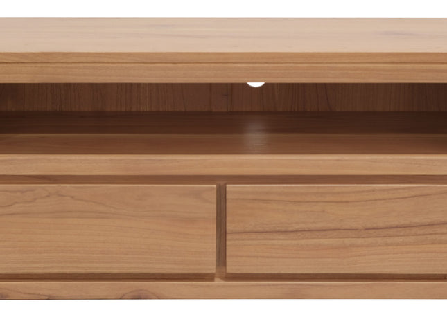 Amsterdam 2 Drawer Solid White Cedar Wood Entertainment Unit (Natural)