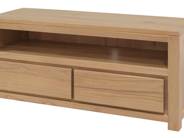 Amsterdam 2 Drawer Solid White Cedar Wood Entertainment Unit (Natural)