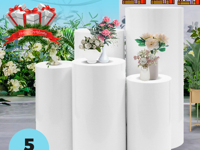 5pcs Metal Round Plinth Cylinder Pedestal Stand Wedding Decoration Cake Flower