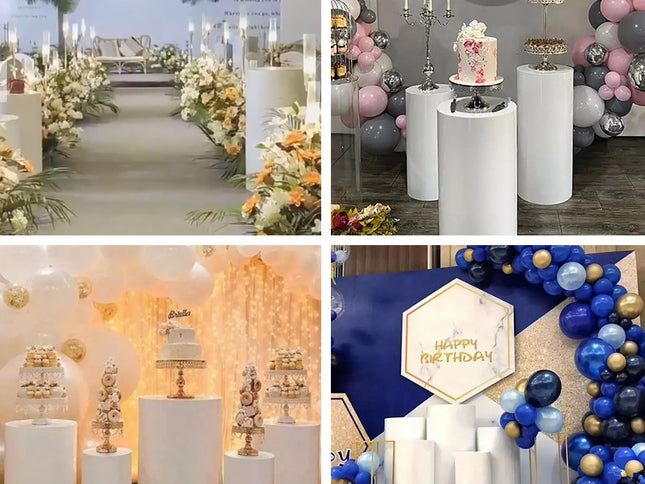 5pcs Metal Round Plinth Cylinder Pedestal Stand Wedding Decoration Cake Flower