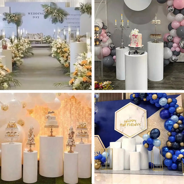 5pcs Metal Round Plinth Cylinder Pedestal Stand Wedding Decoration Cake Flower
