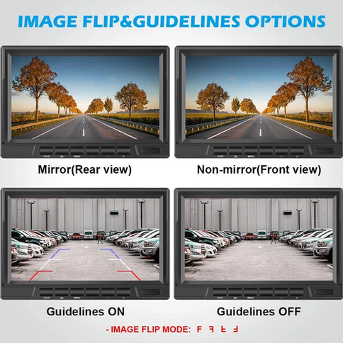 Wireless 4-Channel Split 7" Screen Monitor w/4 Reversing Camera Kit for Truck Trailer Bus