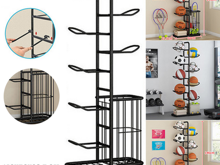 Basketball Soccer Storage Rack Sport Ball Organizer Ball Holder Display Stand With Basket