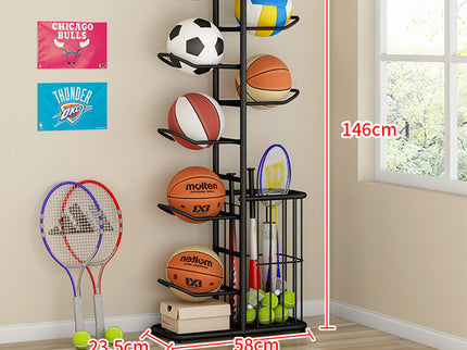 Basketball Soccer Storage Rack Sport Ball Organizer Ball Holder Display Stand With Basket