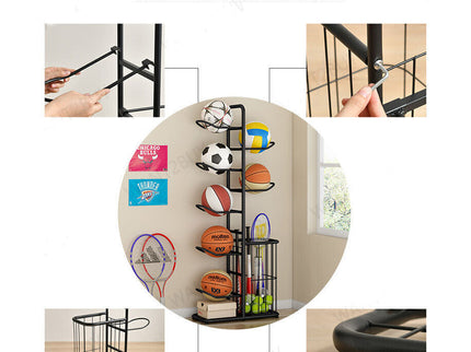 Basketball Soccer Storage Rack Sport Ball Organizer Ball Holder Display Stand With Basket