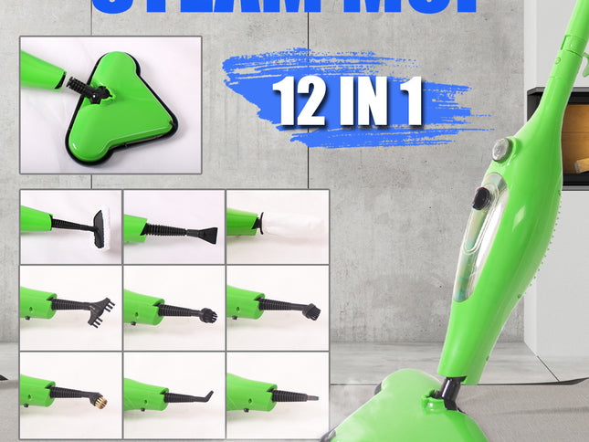 12 in 1 Multi Foldable Steam Mop Handheld Floor Steamer Carpet Cleaning Cleaner