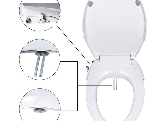 Non Electric Bidet Toilet Seat O Cover Bathroom Dual Nozzle Spray Water Wash