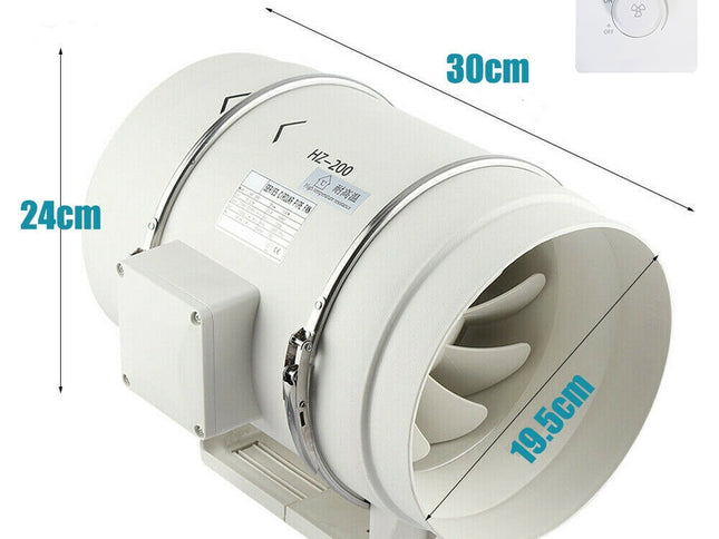 8inch Extractor Fan Duct Hydroponic Inline Exhaust Vent Industrial