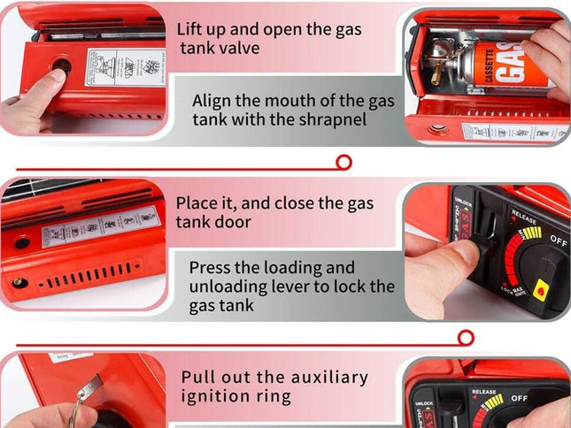 Portable Butane Gas Heater Camping Camp Tent Outdoor Hiking Camper Survival Red