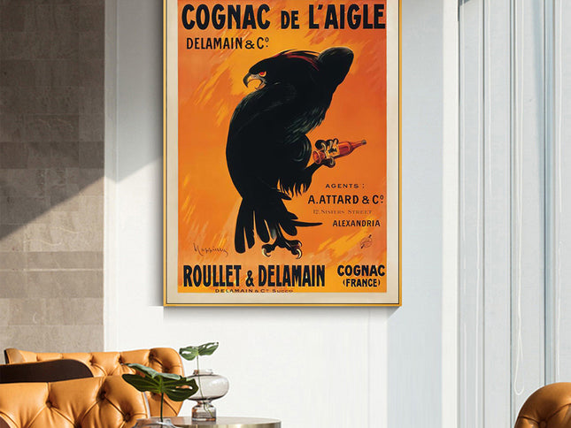 Wall Art 100cmx150cm Cognac de l‚Äö√Ñ√¥Aigle Gold Frame Canvas