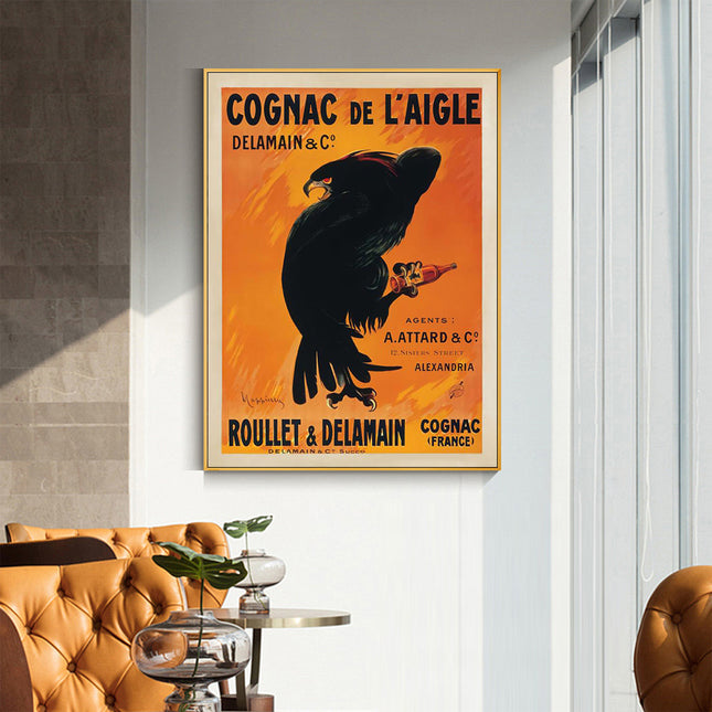Wall Art 100cmx150cm Cognac de l‚Äö√Ñ√¥Aigle Gold Frame Canvas