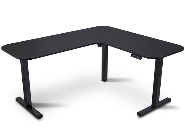 FORTIA Corner Standing Desk, 160x140cm, 72-118cm Sit to Stand Up Electric Height Adjustable, Black
