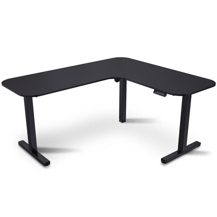 FORTIA Corner Standing Desk, 160x140cm, 72-118cm Sit to Stand Up Electric Height Adjustable, Black