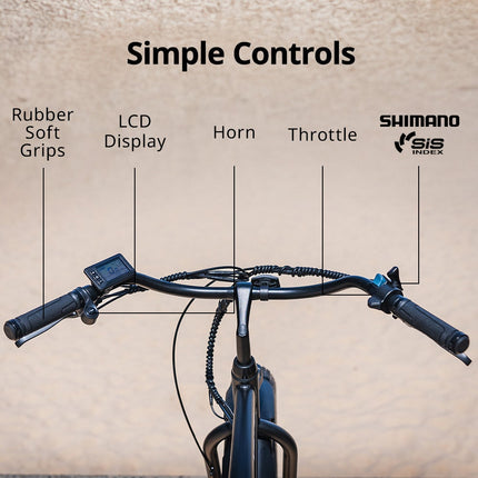 VALK Electric Fat Tyre Cruiser Bike, eBike with Throttle, Matte Black