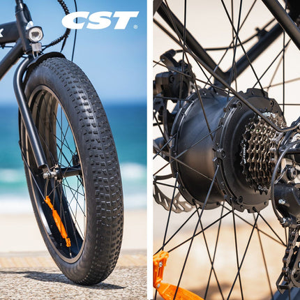 VALK Electric Fat Tyre Cruiser Bike, eBike with Throttle, Matte Black