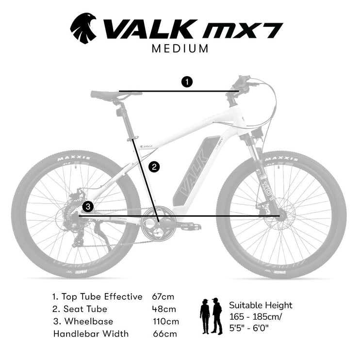 VALK MX7 Electric Bike, Medium frame Mountain ebike, White