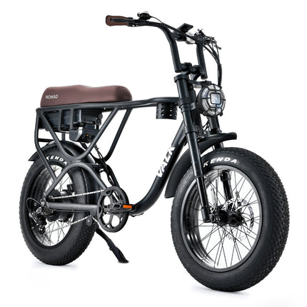 VALK Nomad Electric Fat Tyre Bike, 500W, 45km/hr, Throttle ebike, 20x4" Kenda Tyres, Shimano 7 spd, Suspension, Black