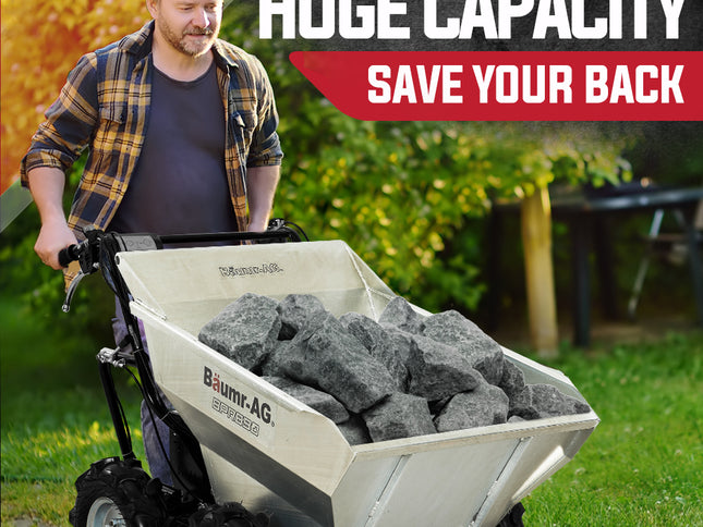 BAUMR-AG Mini Dumper Power Wheel Barrow Tracked Motorised Petrol Powered Wheelbarrow