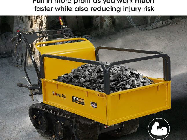 Baumr-AG Motorised Tracked Wheelbarrow Dumper, Briggs & Stratton CR950 Petrol Engine, 300kg Capacity