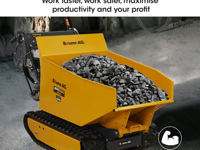Baumr-AG Motorised Tracked Wheelbarrow Dumper, Briggs & Stratton CR950 Petrol Engine, 500kg Capacity