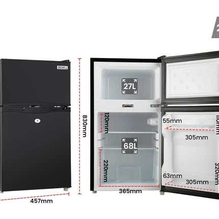 GECKO 95L Portable Upright Fridge, 12V/24V for Motorhome, Caravan, Black