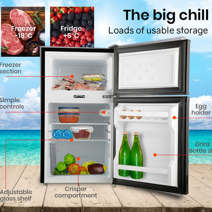 GECKO 95L Portable Upright Fridge, 12V/24V for Motorhome, Caravan, Black