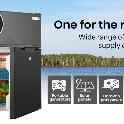 GECKO 95L Portable Upright Fridge, 12V/24V for Motorhome, Caravan, Black