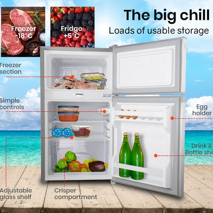 GECKO 95L Portable Upright Fridge, 12V/24V for Motorhome, Caravan, Silver