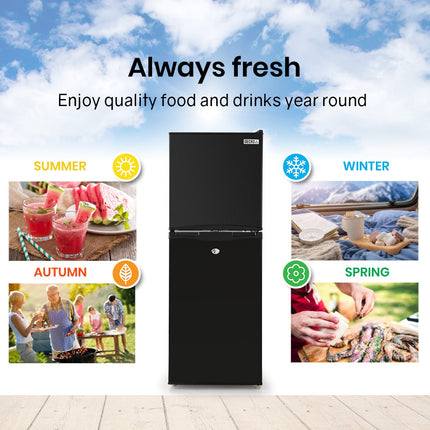 GECKO 125L Portable Upright Fridge, 12V/24V for Motorhome, Caravan, Black