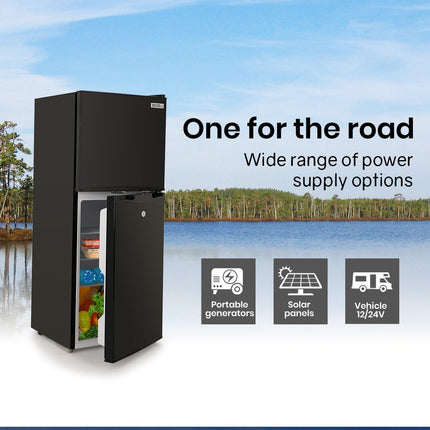 GECKO 125L Portable Upright Fridge, 12V/24V for Motorhome, Caravan, Black