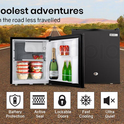 GECKO 57L Portable Camping Bar Fridge with Freezer 12V/24V, Black