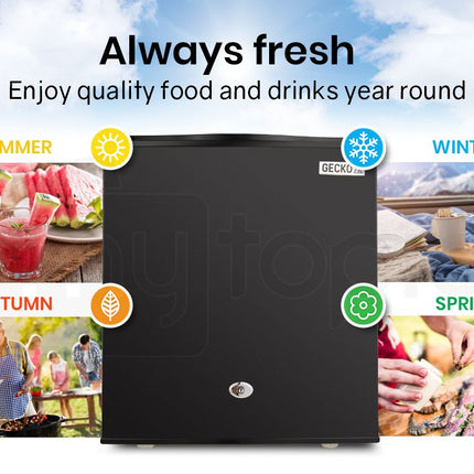 GECKO 57L Portable Camping Bar Fridge with Freezer 12V/24V, Black