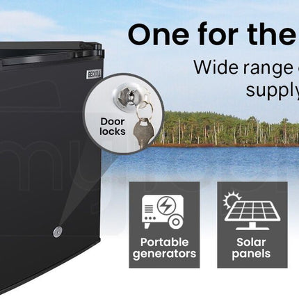 GECKO 57L Portable Camping Bar Fridge with Freezer 12V/24V, Black