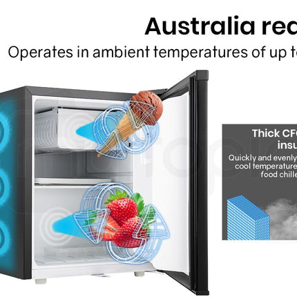 GECKO 57L Portable Camping Bar Fridge with Freezer 12V/24V, Black