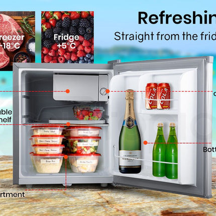 GECKO 57L Portable Camping Bar Fridge with Freezer 12V/24V, Silver