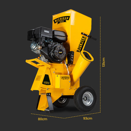 MICHIGAN 18HP 420cc Petrol Commercial Wood Chipper, Electric Key Start, Tree Mulcher - Ravenger 1850