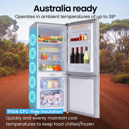GECKO 139L Upright Portable Fridge / Freezer, 12V/24V for Motorhome and Caravan, Silver