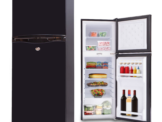 GECKO 142L Upright Portable Fridge / Freezer, 12V/24V for Motorhome and Caravan, Black