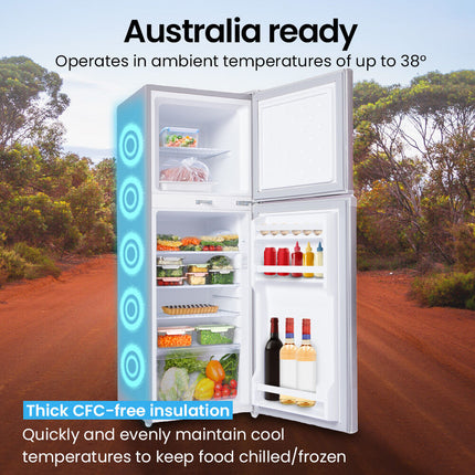 GECKO 142L Upright Portable Fridge / Freezer, 12V/24V for Motorhome and Caravan, Silver
