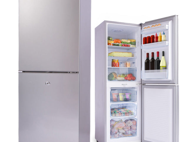GECKO 160L Upright Portable Fridge / Freezer, 12V/24V for Motorhome and Caravan, Silver