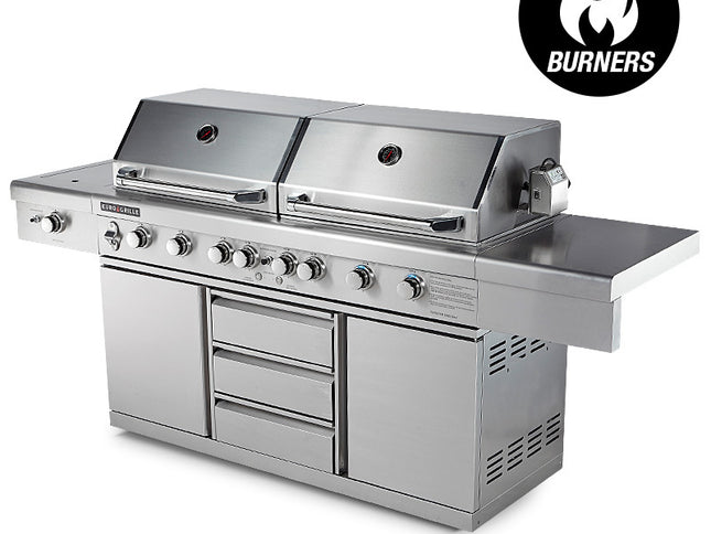 EuroGrille 9 Burner Outdoor BBQ Grill Barbeque Gas Stainless Steel Kitchen Commercial