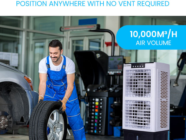 POLYCOOL 35L 220W Portable Evaporative Air Cooler 24 Hour Timer 4 in 1 Cooling Fan w/ Remote
