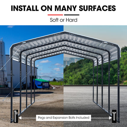SHADE SHIELD Single Carport Shed 3.3 x 6 x 2.9m, Galvanised Steel Frame, Powder Coated Gable Roof, Shelter for Car Caravan Boat Tractor Agricultural