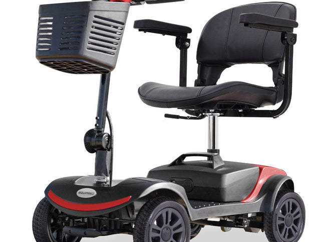 EQUIPMED Electric Mobility Scooter Portable Folding for Elderly Older Adult, SmartRider Black & Red