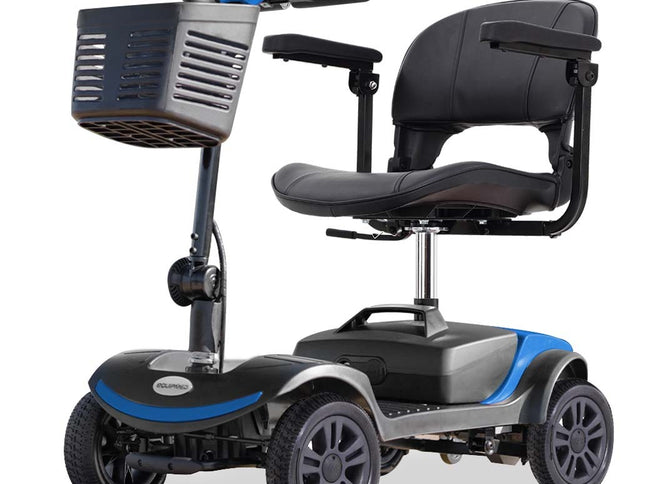 EQUIPMED Electric Mobility Scooter Portable Folding for Elderly Older Adult, SmartRider Black & Blue