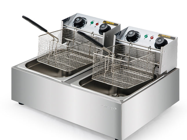 EuroChef Commercial Electric Deep Fryer Twin Frying Basket Chip Cooker Fry
