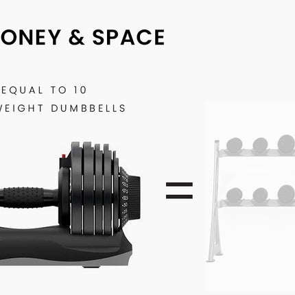 ATIVAFIT 32.5kg Single Adjustable Weight Dumbbell, for Home Gym Fitness Training