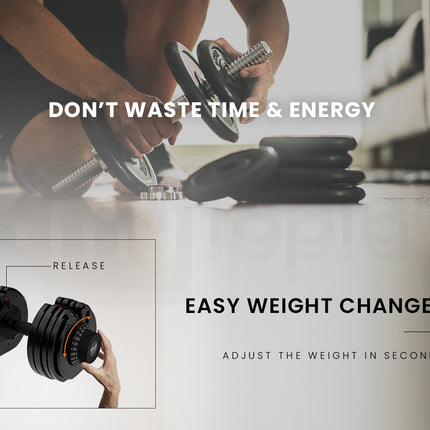 ATIVAFIT 32.5kg Single Adjustable Weight Dumbbell, for Home Gym Fitness Training